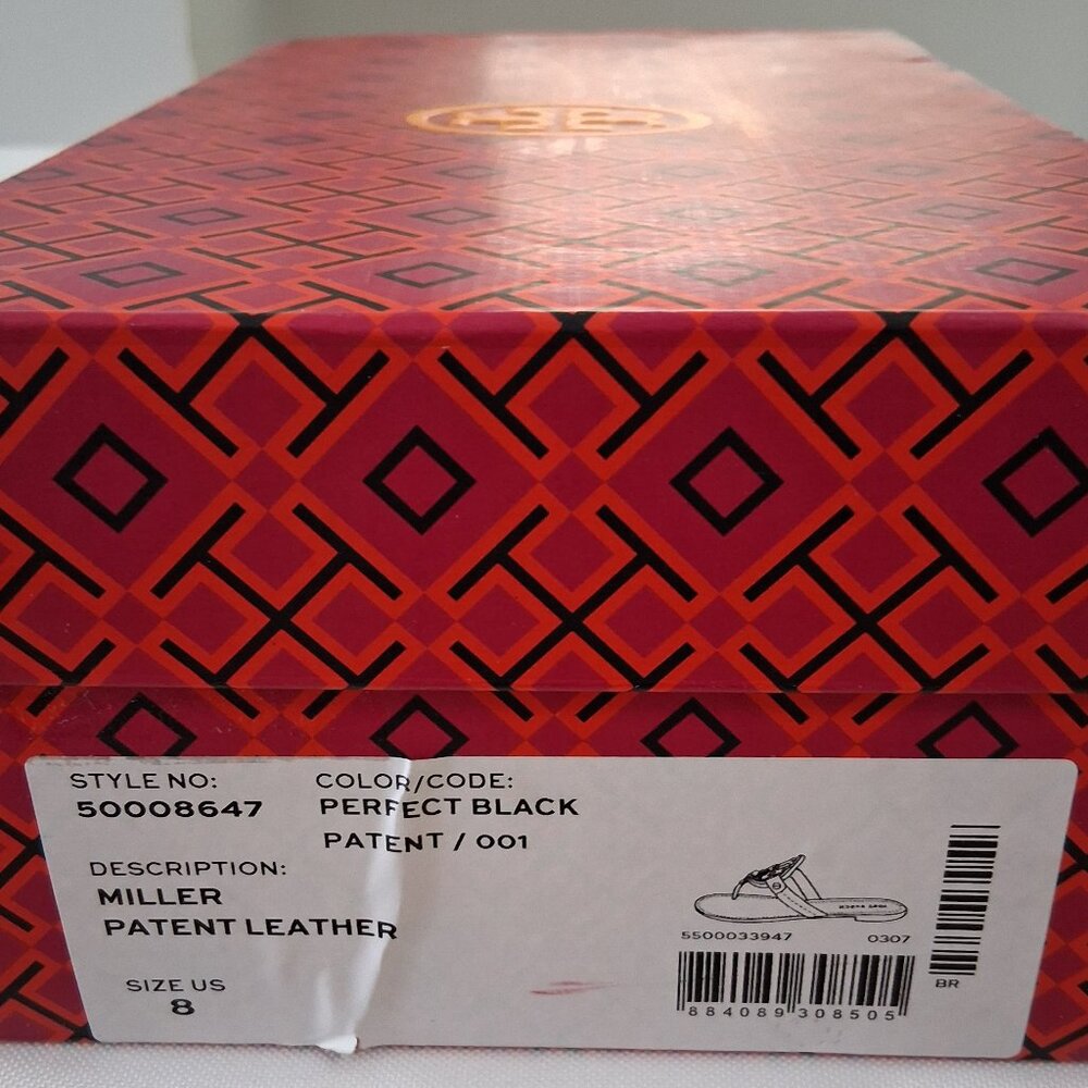 Tory Burch Women’s Miller Patent Thong Sandals – Black, Size 8 Medium - Picture 5 of 7